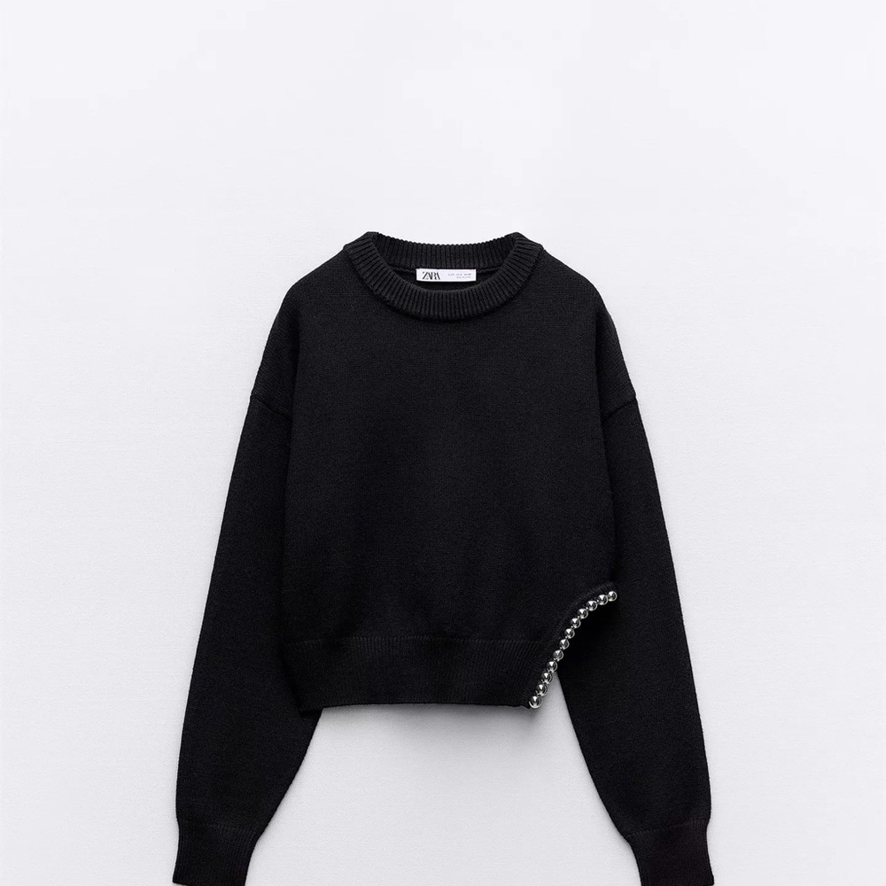 Zara Black Ribbed Knit Sweater
